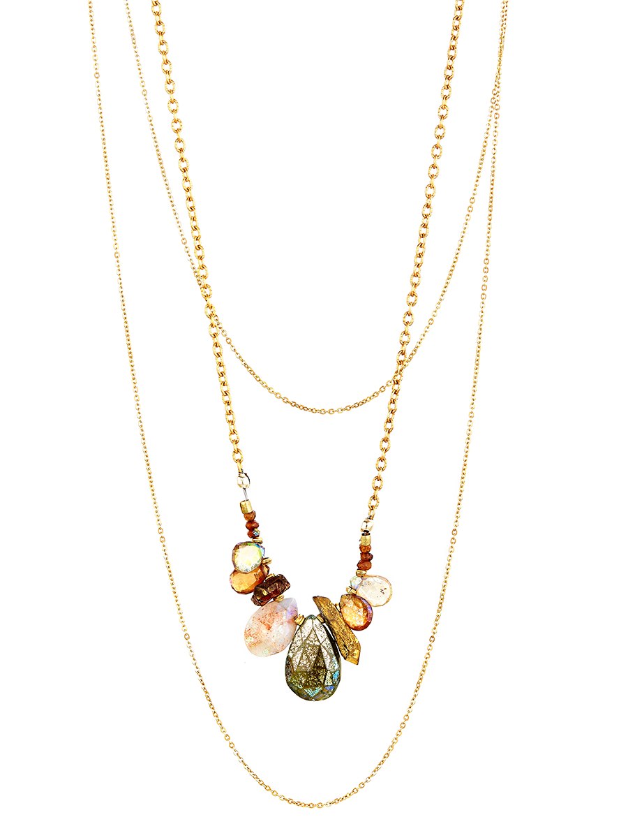 Avindy Cascading Chains With Fall Gems Necklace | Vegan Scene