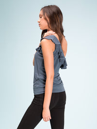 Legends & Vibes Dell One Shoulder Ruffle Top | Vegan Scene