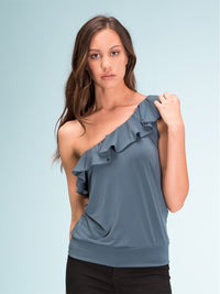 Legends & Vibes Dell One Shoulder Ruffle Top | Vegan Scene