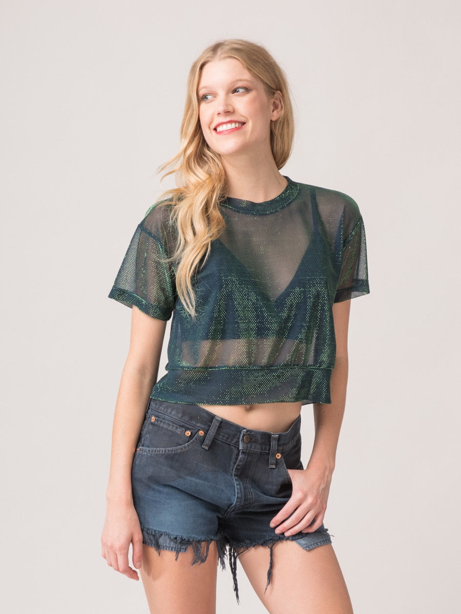 Legends & Vibes Marco Iridescent Sheer Top | Vegan Scene