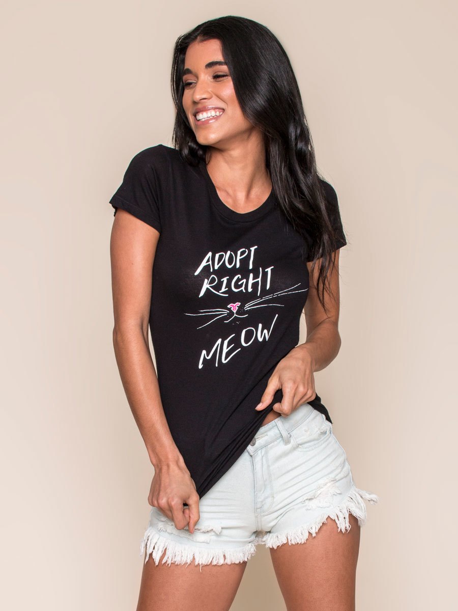 Vegan Scene Adopt Right Meow Tee