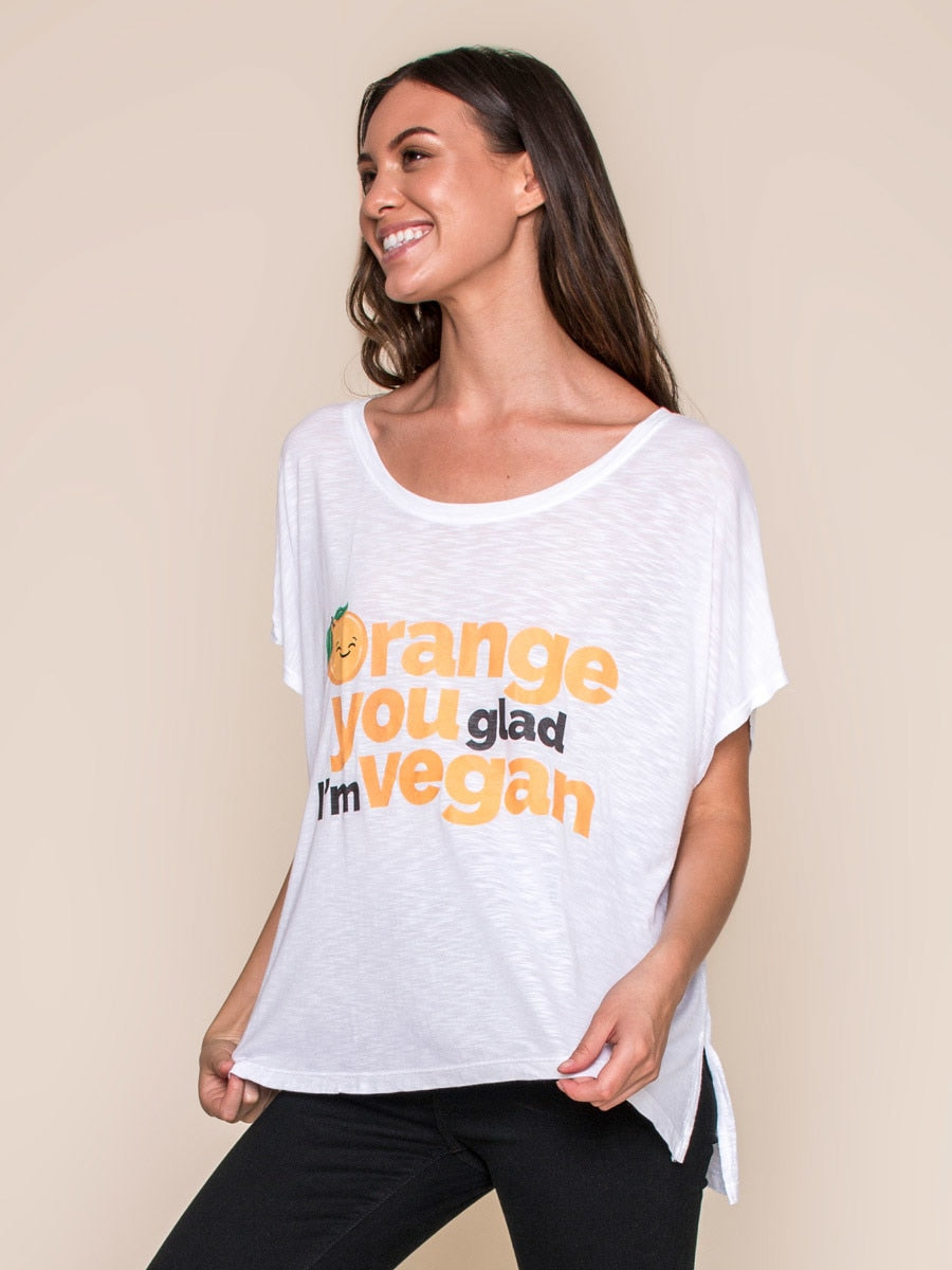 Vegan Scene Orange You Glad I'm Vegan Oversized Tee | Vegan Scene
