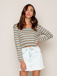 Legends & Vibes Olive Long-Sleeve Crop Top | Vegan Scene