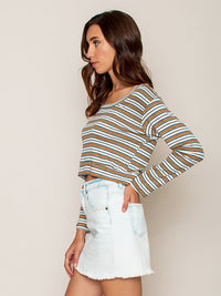 Legends & Vibes Olive Long-Sleeve Crop Top | Vegan Scene