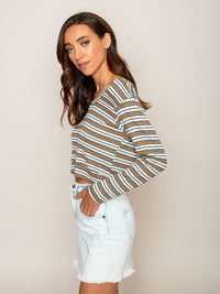 Legends & Vibes Olive Long-Sleeve Crop Top | Vegan Scene