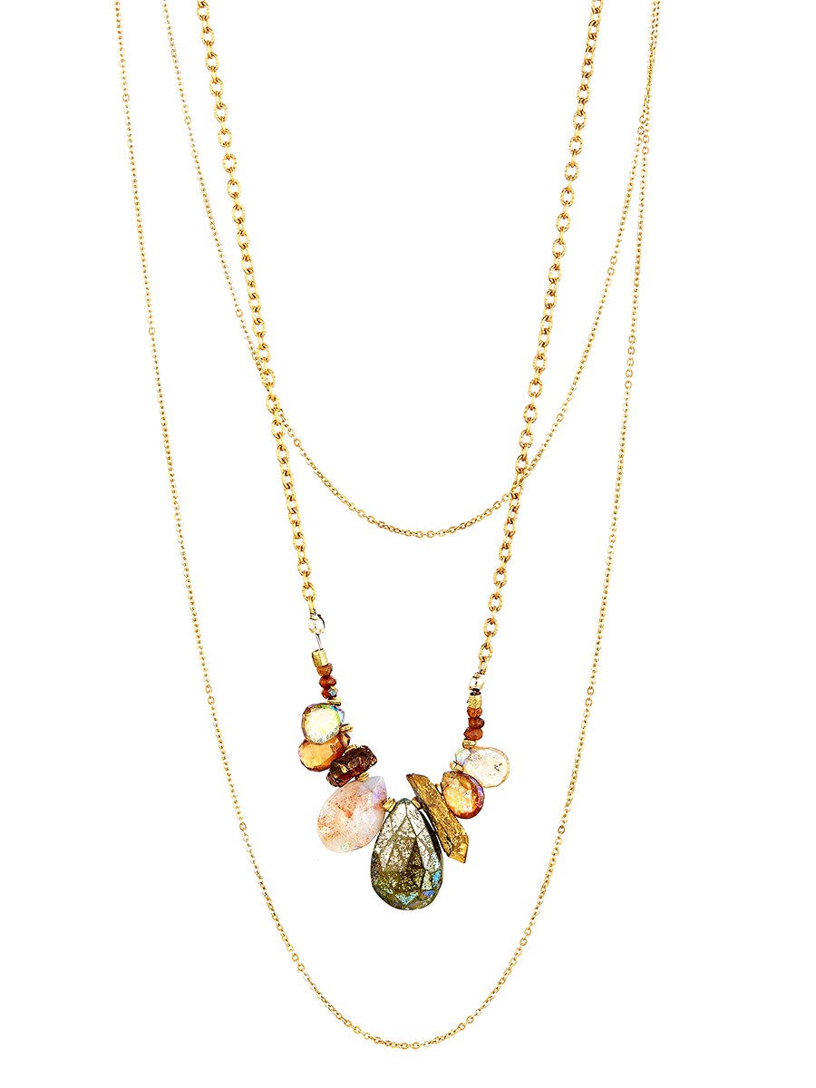  Avindy Cascading Chains With Fall Gems Necklace | Vegan Scene
