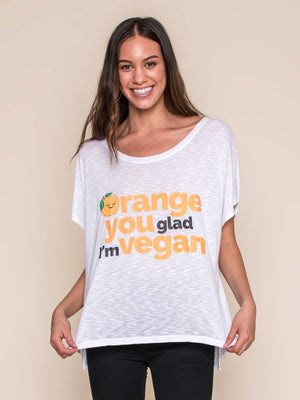  Vegan Scene Orange You Glad I'm Vegan Oversized Tee | Vegan Scene